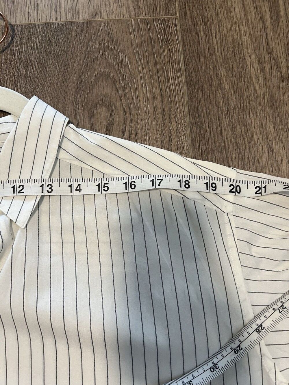 Lafayette 148 Tunic Blouse M/L White Stripe Button Down Lagenlook Artsy Modern - Picture 8 of 16